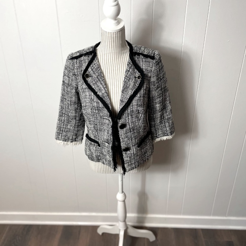 Trina Turk Weaved Black and White Jacket